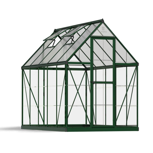 Palram - Canopia | 6x10 Ft Hybrid Greenhouse Kit - Green With 0.8mm Polycarbonate Glazing - HG5510G