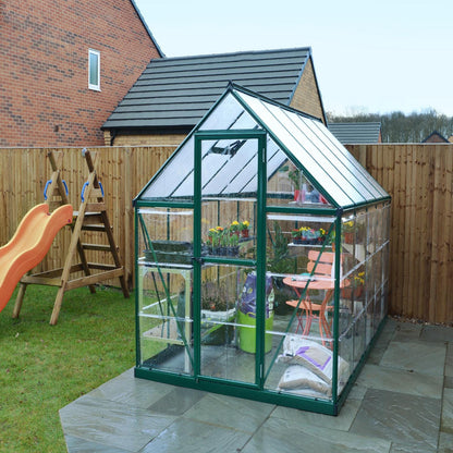 Palram - Canopia | 6x10 Ft Hybrid Greenhouse Kit - Green With 0.8mm Polycarbonate Glazing - HG5510G