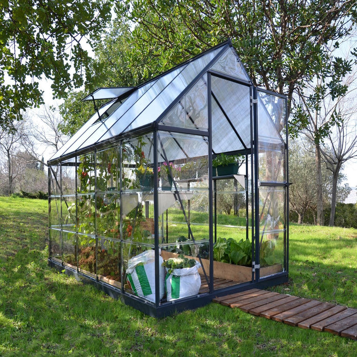 Palram Canopia | 6x10 Ft Hybrid Greenhouse Kit - Gray With 0.8mm Polycarbonate Glazing - HG5510Y