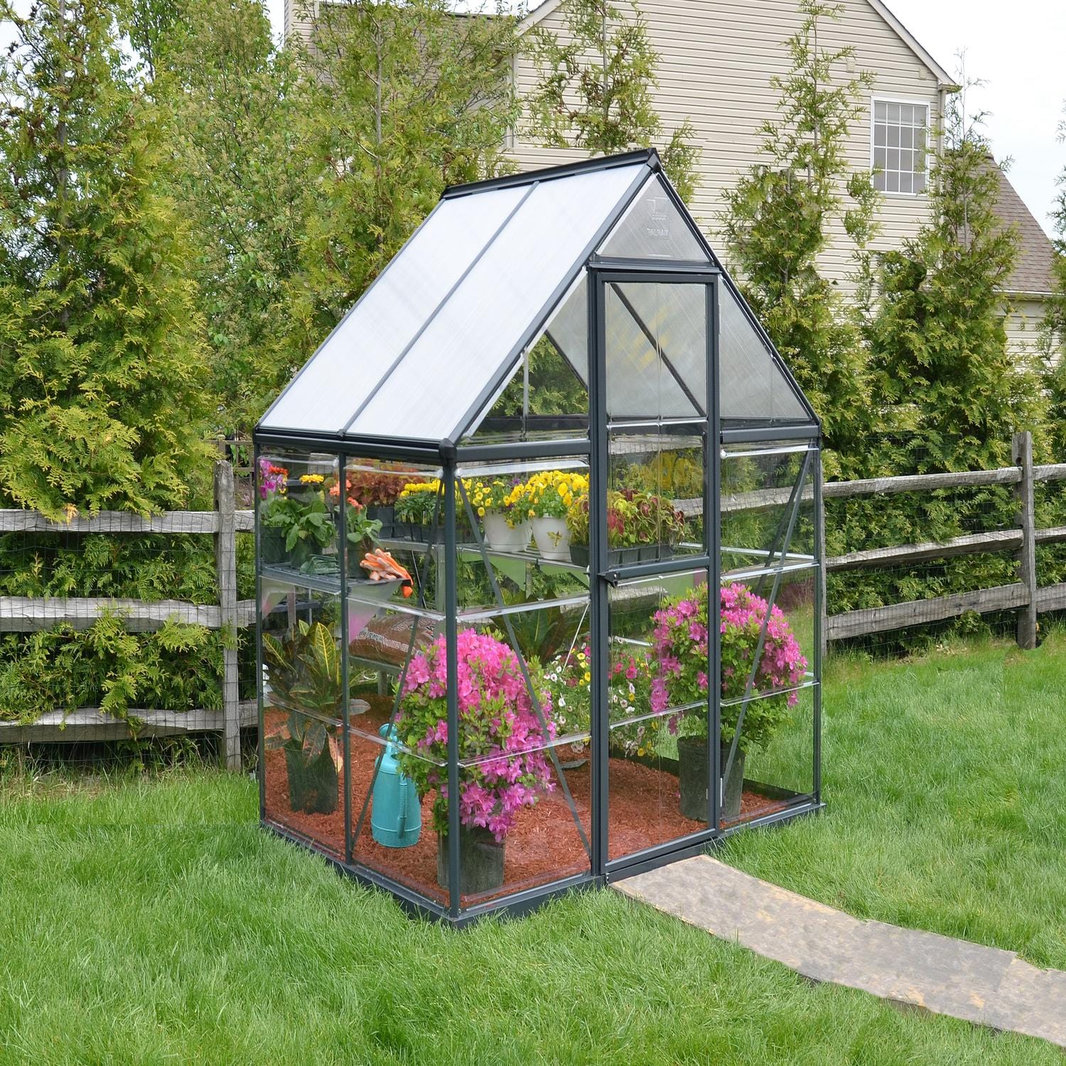 Palram Canopia | 6x4 Ft Hybrid Greenhouse Kit Gray With 0.8mm Polycarbonate Glazing - HG5504Y