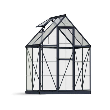 Palram - Canopia | 6x4 Ft Hybrid Greenhouse Kit - Gray With 0.8mm Polycarbonate Glazing - HG5504Y