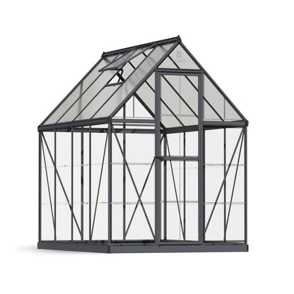 Palram - Canopia | 6x8 Ft Hybrid Greenhouse Kit - Gray With 0.8mm Polycarbonate Glazing - HG5508Y