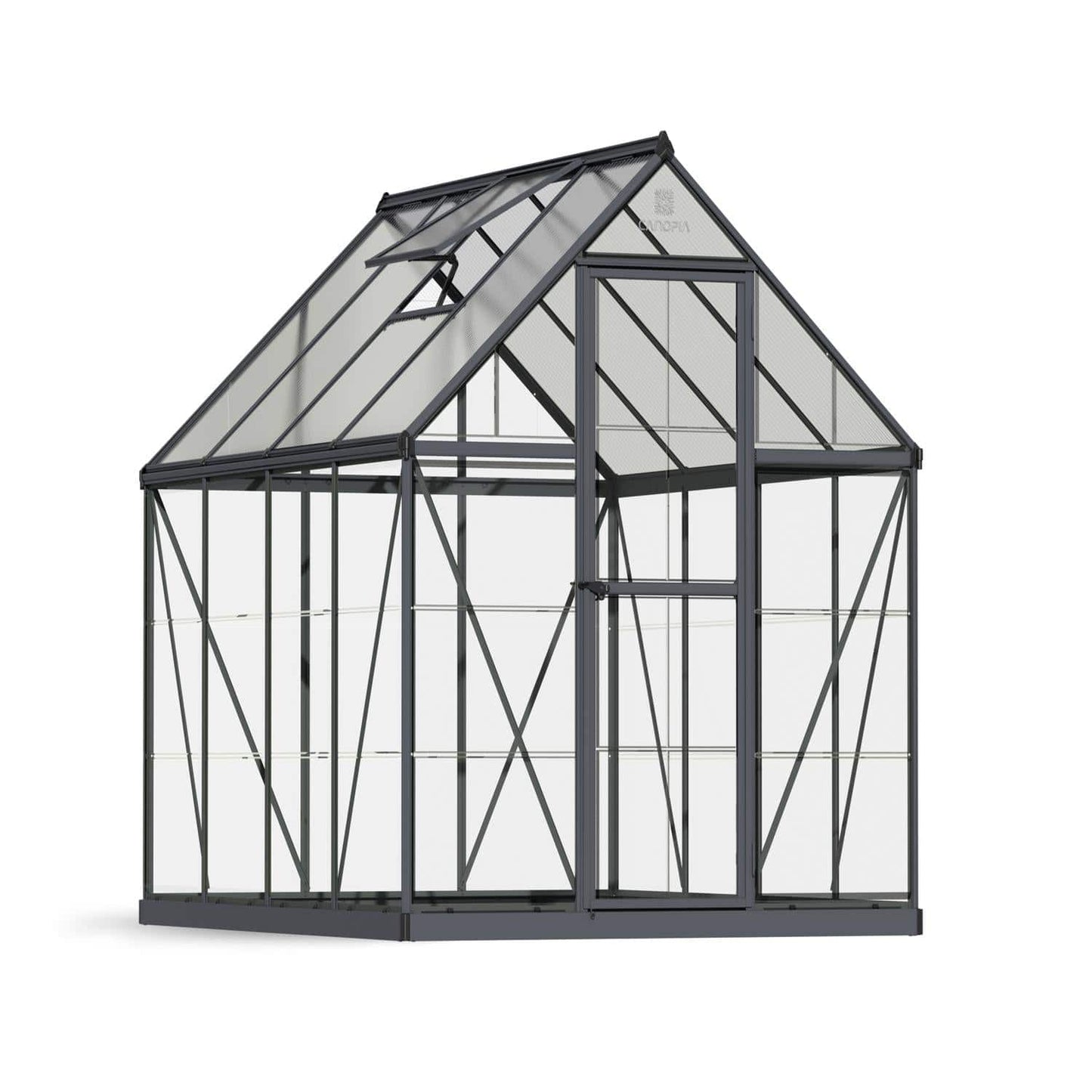 Palram - Canopia | 6x8 Ft Hybrid Greenhouse Kit - Gray With 0.8mm Polycarbonate Glazing - HG5508Y