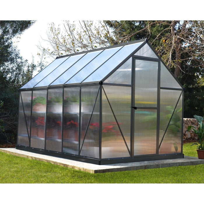 Palram Canopia | 6x10 Ft Mythos Greenhouse Kit Gray With 4mm Twin-wall Polycarbonate Glazing - HG5010Y