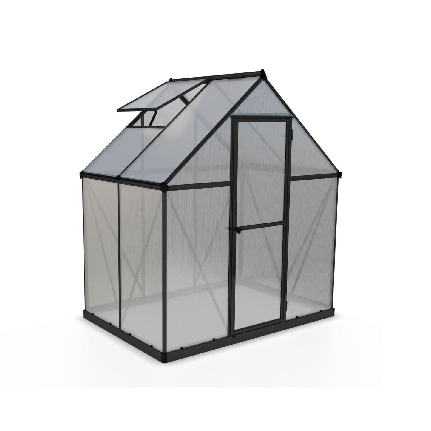 Palram - Canopia | 6x4 Ft Mythos Greenhouse Kit - Gray With 4mm Twin-wall Polycarbonate  - HG5005YGlazing