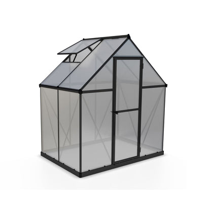 Palram - Canopia | 6x4 Ft Mythos Greenhouse Kit - Gray With 4mm Twin-wall Polycarbonate  - HG5005YGlazing