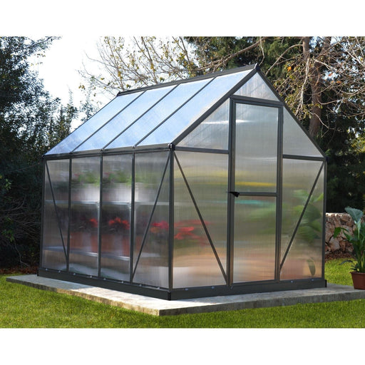 Palram Canopia | 6x8 Ft Mythos Greenhouse Kit Gray With 4mm Twin-wall Polycarbonate Glazing - HG5008Y