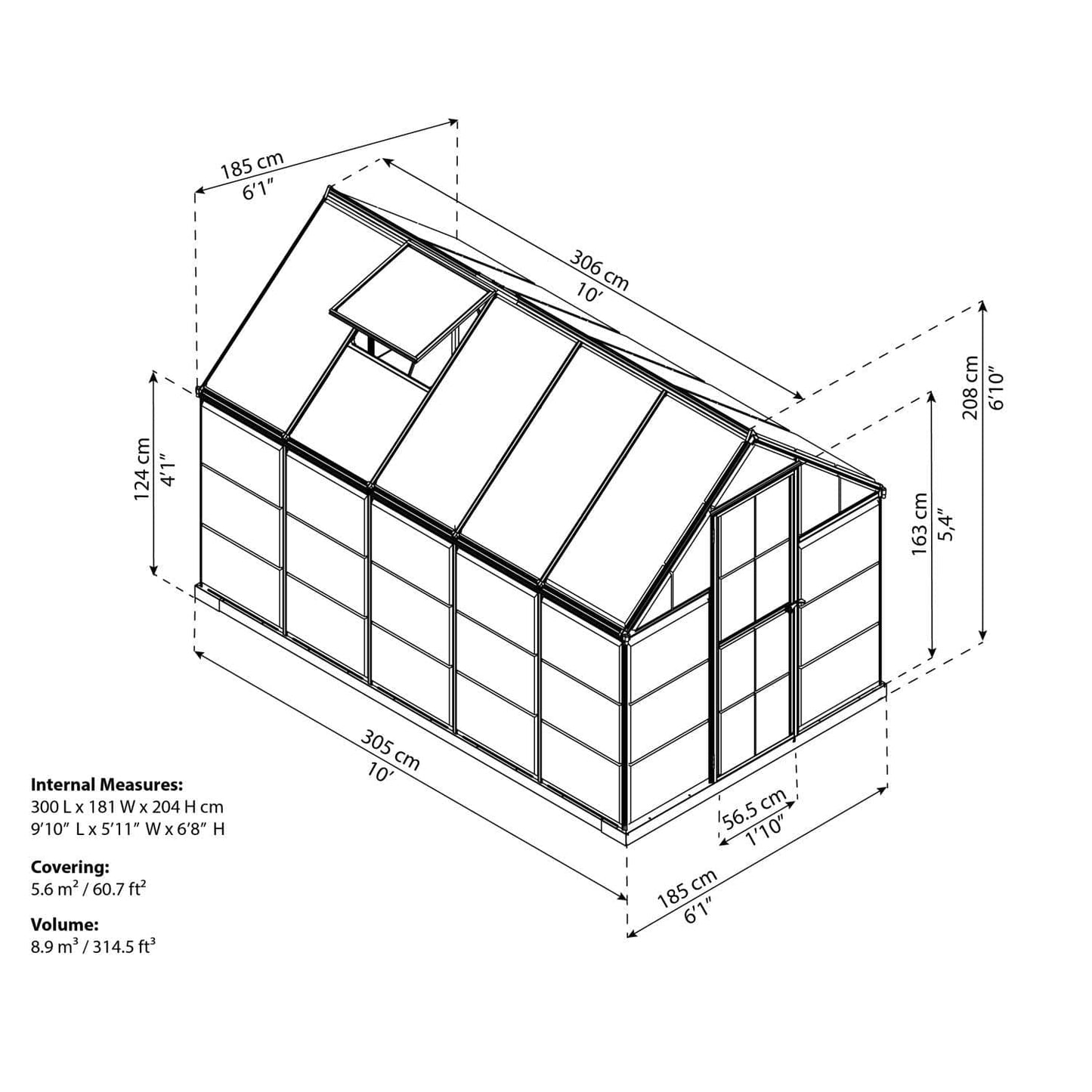 Palram - Canopia | 6x8 Ft Mythos Greenhouse Kit - Gray With 4mm Twin-wall Polycarbonate Glazing - HG5008Y