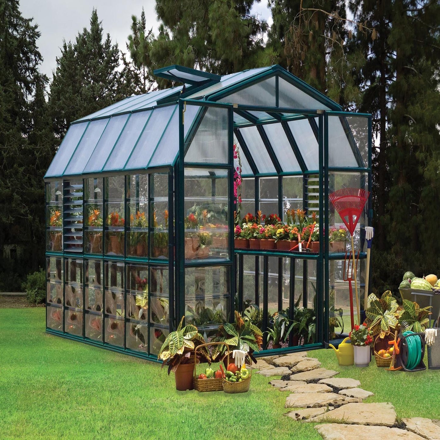 Palram - Canopia | Prestige 8x12 ft Clear Greenhouse Kit Package With 0.8mm Polycarbonate Glazing - HG7312C