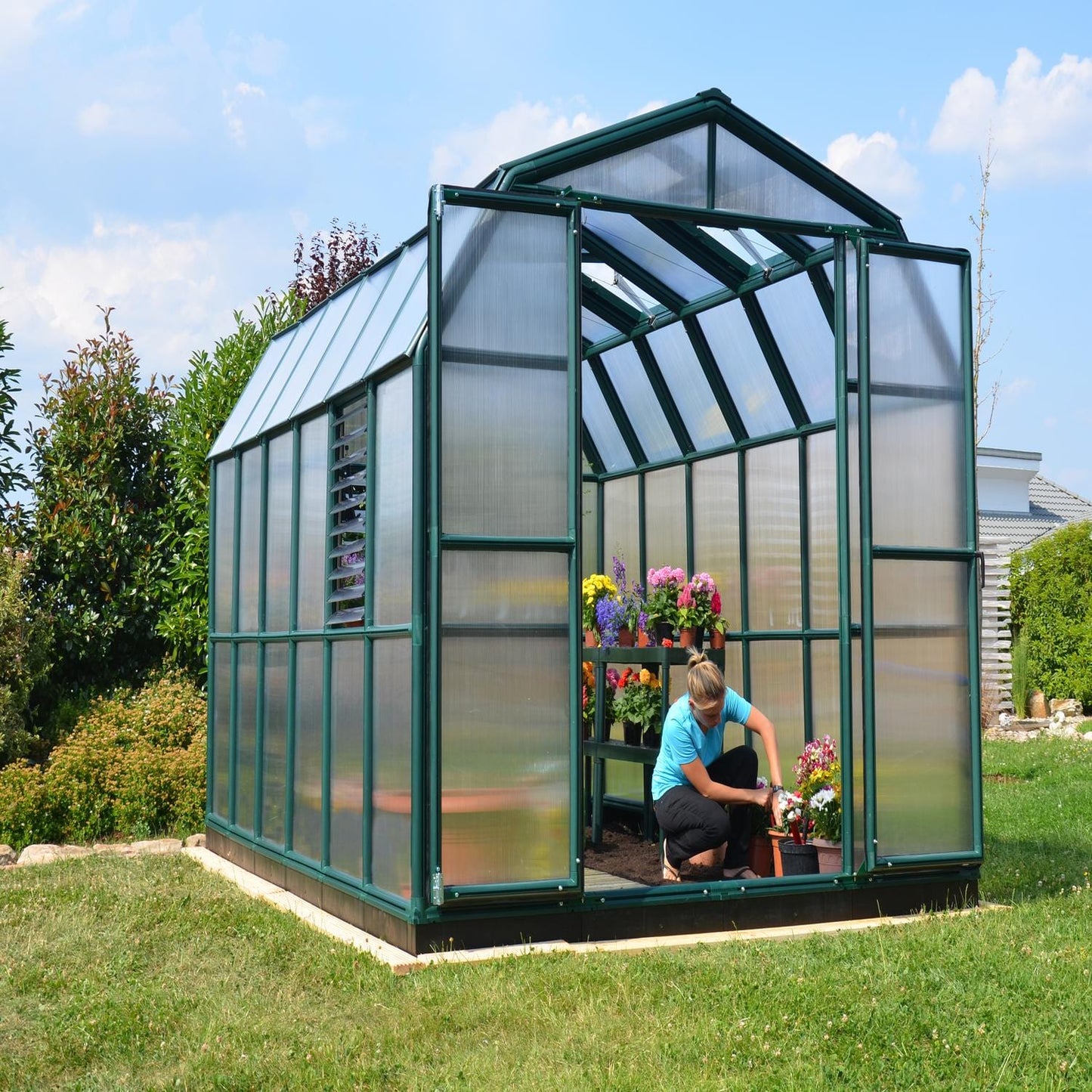 Palram - Canopia | Prestige 8x12 ft Twin Wall Greenhouse Kit Package With 6mm Twin-wall Polycarbonate Glazing