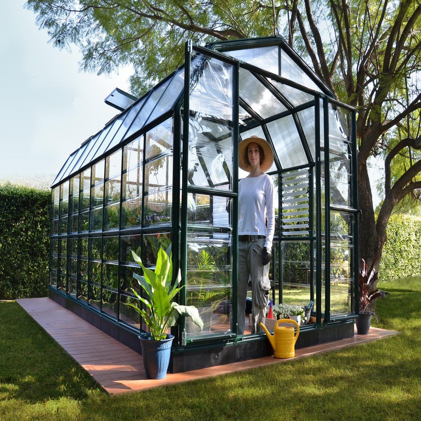Palram - Canopia | Prestige 8x16 ft Clear Greenhouse Kit Package with 0.8mm Polycarbonate Glazing - HG7316C