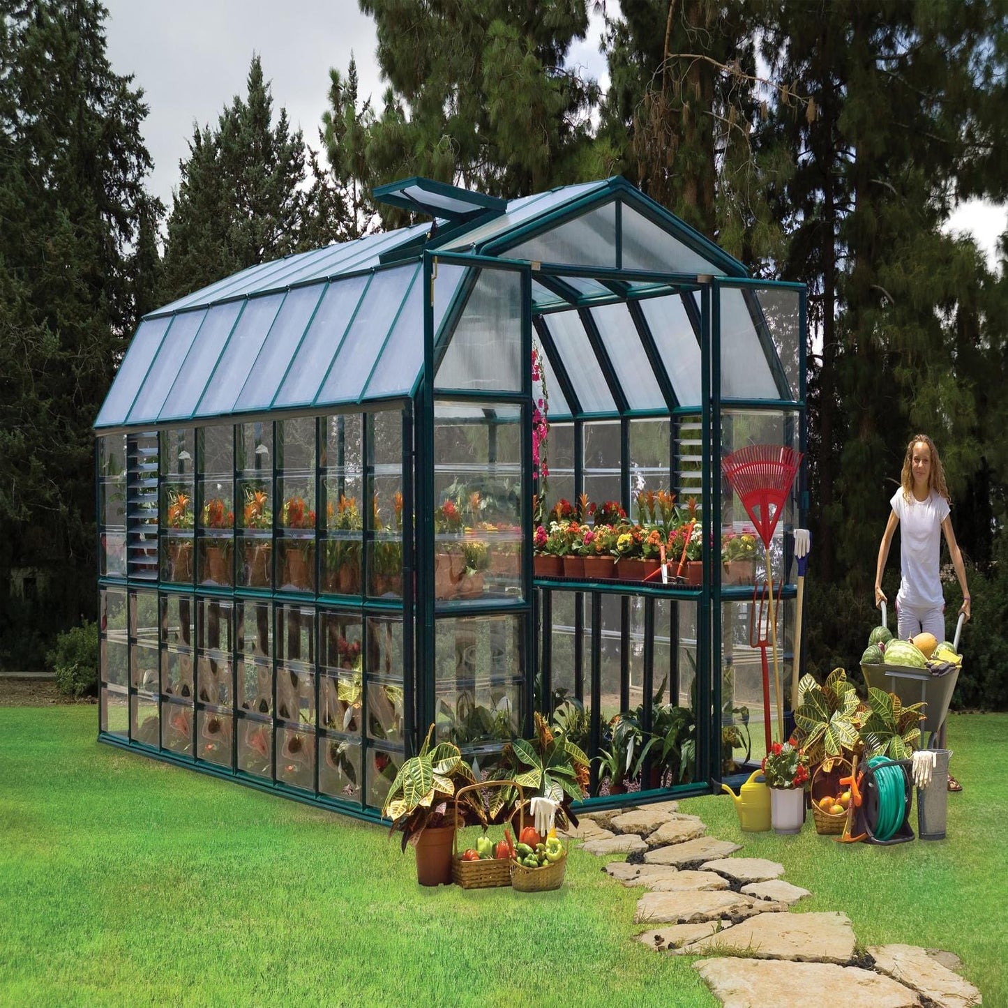 Palram - Canopia | Prestige 8x16 ft Clear Greenhouse Kit Package with 0.8mm Polycarbonate Glazing - HG7316C