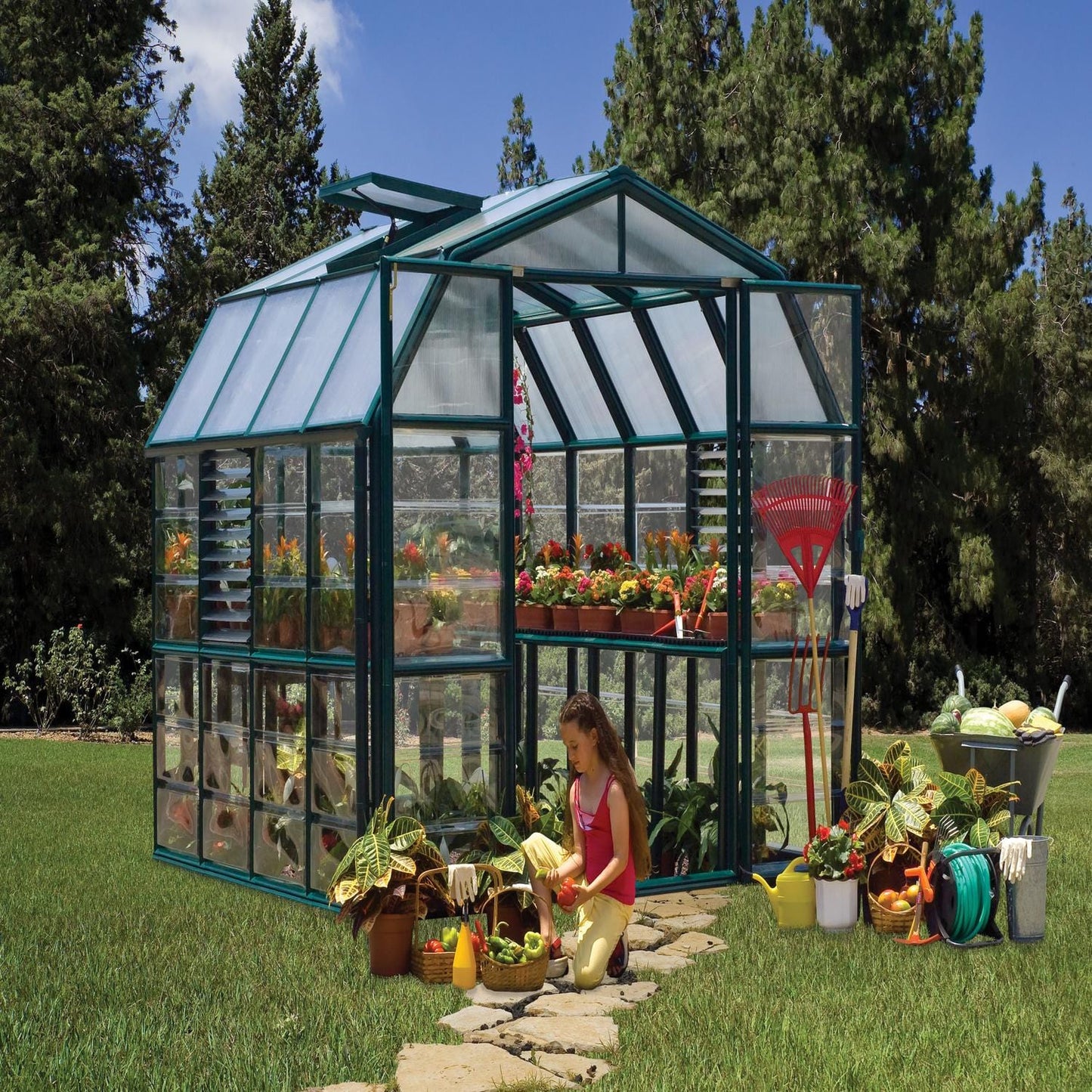 Palram - Canopia | Prestige 8x8 ft Clear Greenhouse Kit Package With 0.8mm Polycarbonate Glazing - HG7308C