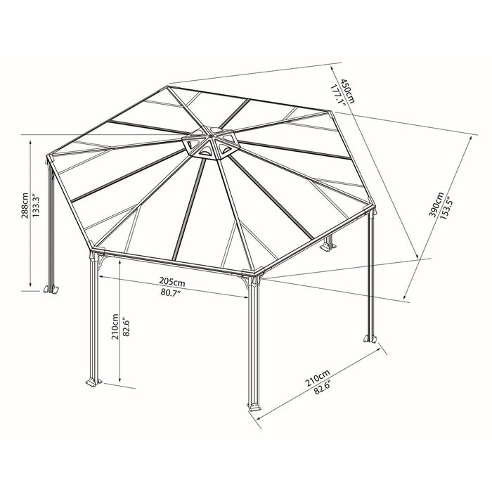 Palram Canopia | Monaco Hexagon Garden Gazebo 13'X15' - HG9160