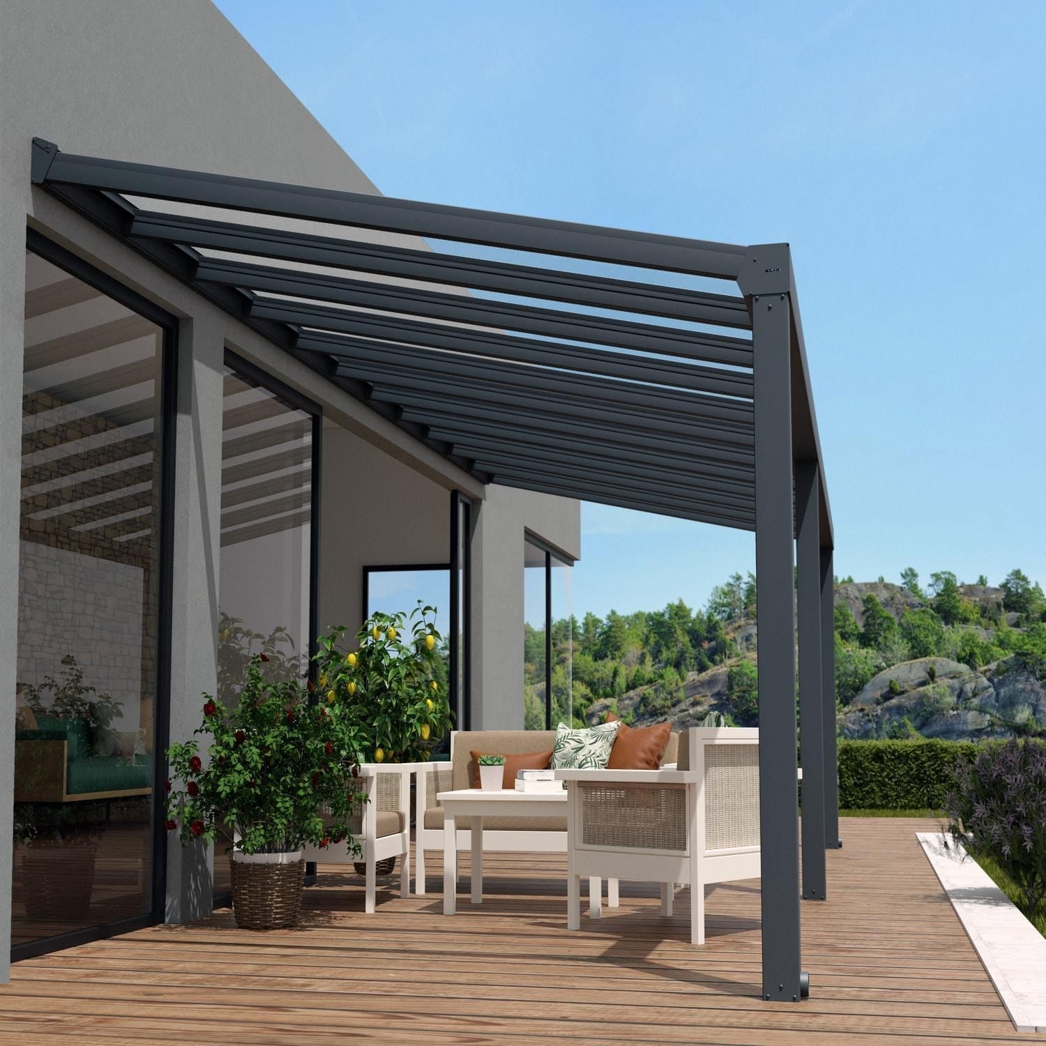 Palram Canopia | Stockholm 11x26 ft Patio Cover Gray/Clear - HG9464