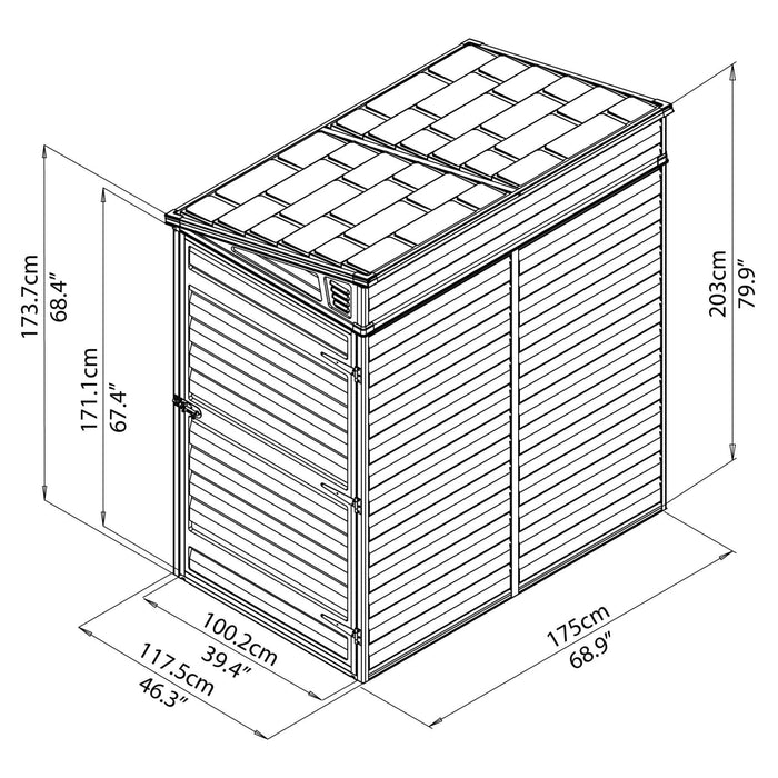 Palram Canopia | SkyLight 4' x 6' Lean-To Storage Shed Gray - HG9600T