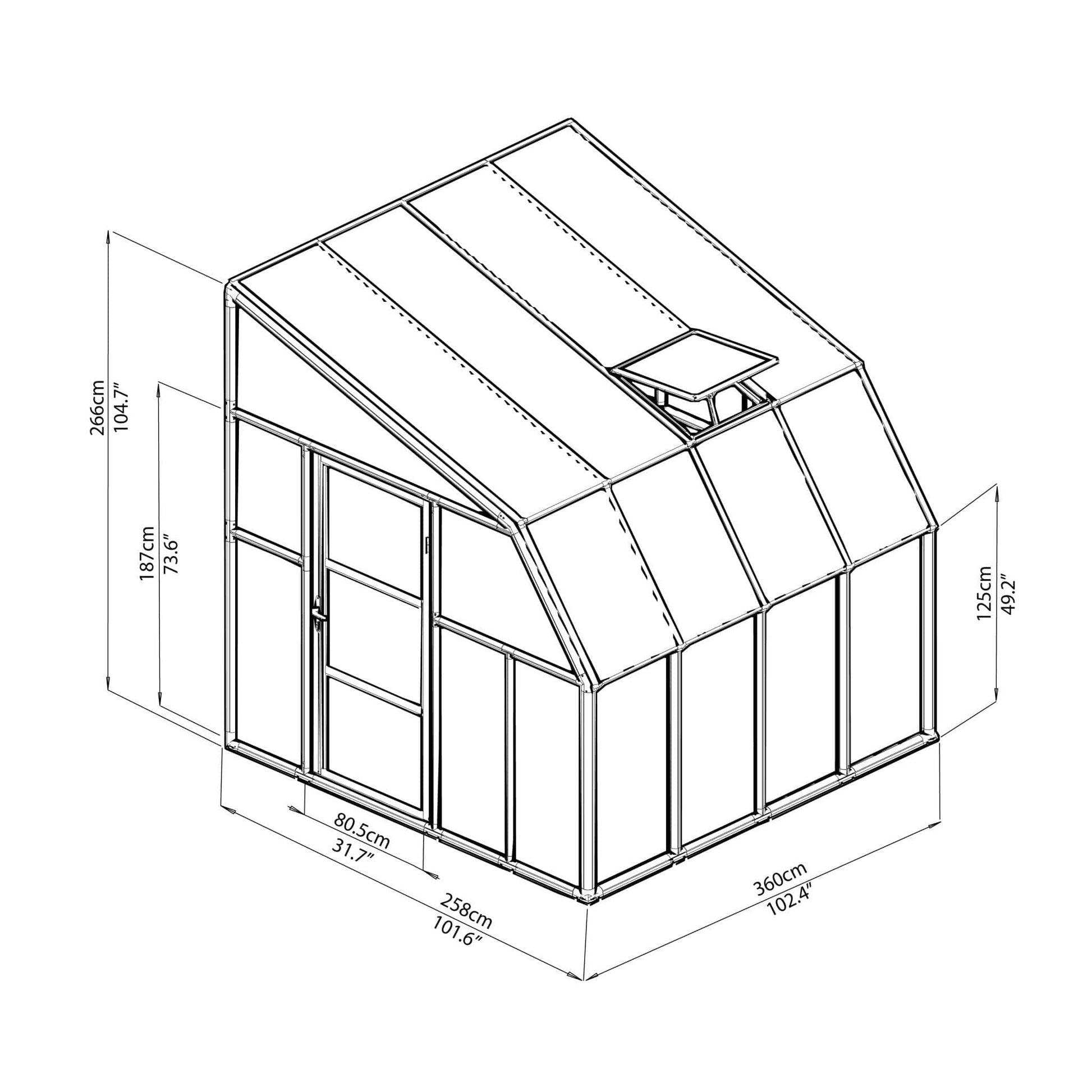 Palram Canopia | Sun Room Eight Sunroom Enclosure Lean To Greenhouse Kit - HG7608