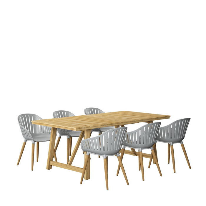 Midtown Concept Klarion Teak Table & 8 Nassau Armchair Grey - KLARION_8CANNESGRLOT