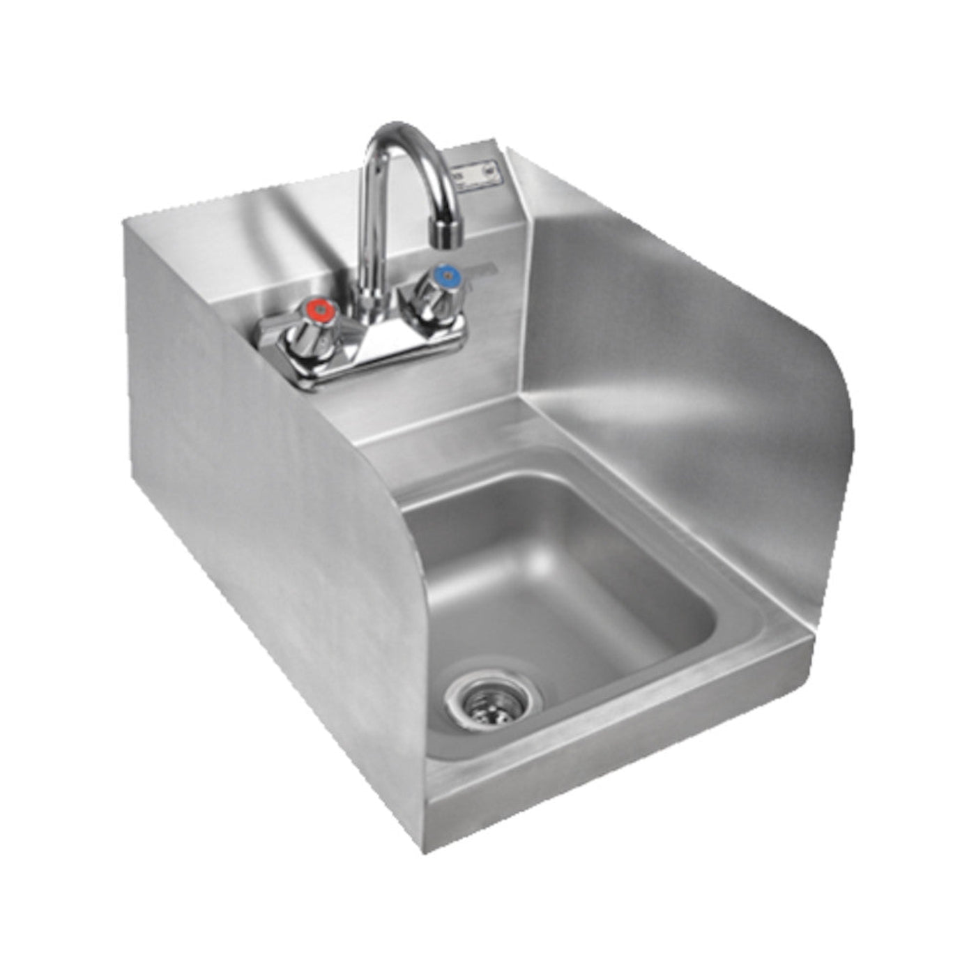 John Boos PBHS-W-0909-P-SSLR Pro-Bowl Wall Mount Hand Sink with 9"W x 9" Front to Back x 5" Deep Bowl, Side Splashes and Splash Mount Faucet - JBPBHSW0909PSSLR