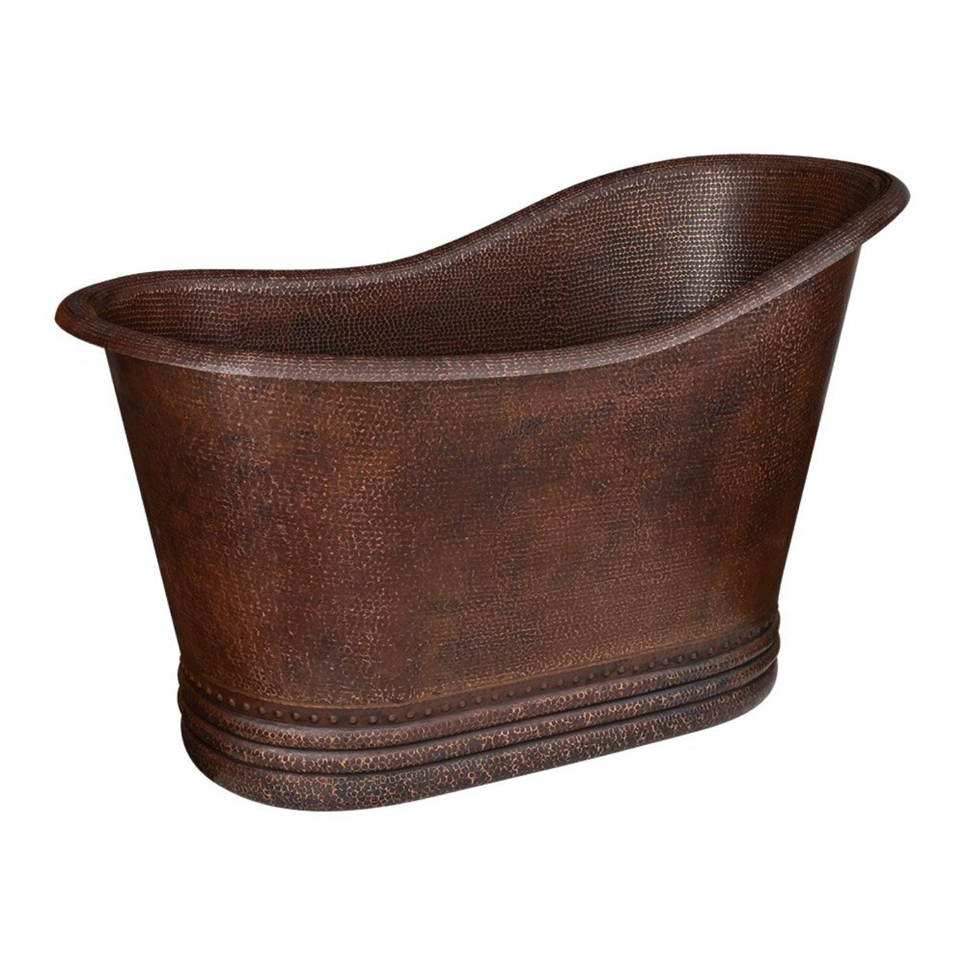 Premier Copper 52 in. Small Hammered Copper Single Slipper Bathtub BTS52DB