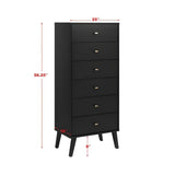 Prepac Milo Mid-Century Tall 6 Drawer Chest - Available in 4 Colors - BDBH-1410-1