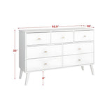 Prepac Milo Mid-Century 7 Drawer Dresser - Available in 4 Colors - BDBR-1407-1