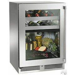 Perlick 24" Dual Zone Refrigerator and Wine Reserve with 14 Bottle and 44 Can Capacity, Stainless Steel-Glass Door - HP24CO-4-3