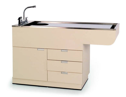 VetLine 60" Veterinary Bi-Level Wet Table with Storage - TWC-950-60-NA-RH
