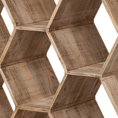 Park Hill Collection Honeycomb Wooden Etagere - Stunning Hexagonal Shelf Display Unit for Collectibles, Natural Mango Wood Finish  - EFC26154