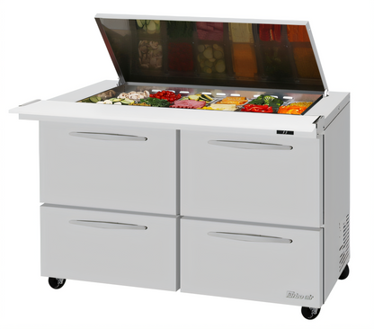 Turbo Air PST-48-18-D4-N-FL PRO Refrigerated Prep Tables - PST-48-18-D4-N-FL