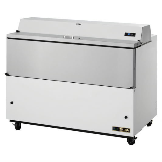 True Mfg TMC-58-SS-HC Mobile School Carton/Crate Milk Cooler, 16-Crate Capacity, Forced-Air, Stainless Steel Interior, White Vinyl Exterior - TMC-58-SS-HC