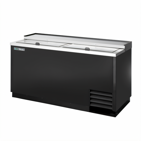 True Mfg TD-50-18-HC Flat Top Bottle Cooler with Stainless Steel Countertop and Dual Lids - TD-50-18-HC