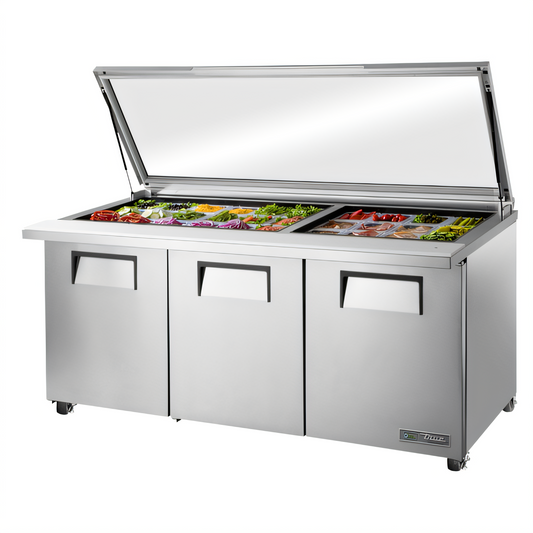 True Mfg. - General Foodservice TSSU-72-30M-B-ST-FGLID-HC Refrigerated Prep Tables - TSSU-72-30M-B-ST-FGLID-HC