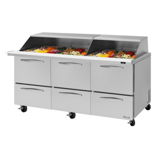 Turbo Air PRO Refrigerated Prep Tables -  PST-72-30-D6-N-SL
