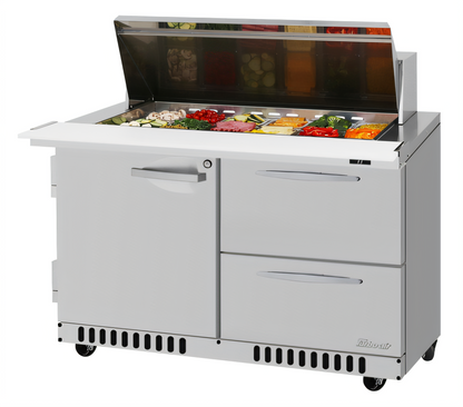 Turbo Air PST-48-18-D2R(L)-FB-N PRO Refrigerated Prep Tables - PST-48-18-D2R(L)-FB-N