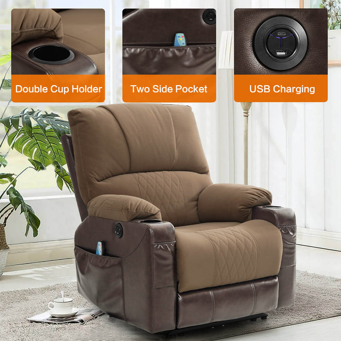 Power Recliner Chair With Nearly Lying Flat Recliner With Vibration Massage & Heating, 33.85" Width Not Lift