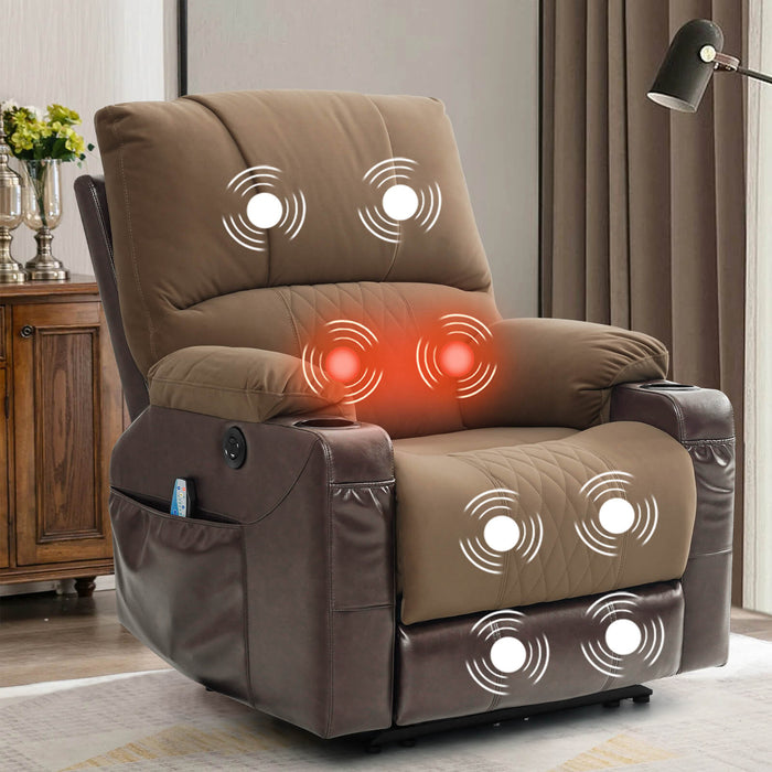 Power Recliner Chair With Nearly Lying Flat Recliner With Vibration Massage & Heating, 33.85" Width Not Lift