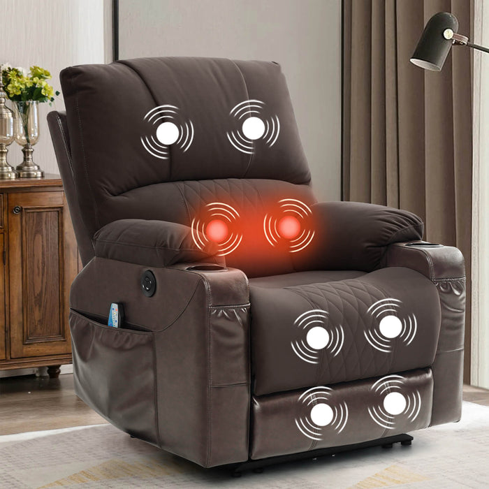 Power Recliner Chair With Nearly Lying Flat Recliner With Vibration Massage & Heating, 33.85" Width Not Lift