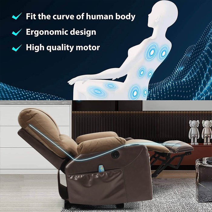 Power Recliner Chair With Nearly Lying Flat Recliner With Vibration Massage & Heating, 33.85" Width Not Lift