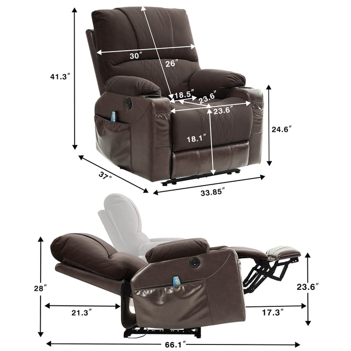 Power Recliner Chair With Nearly Lying Flat Recliner With Vibration Massage & Heating, 33.85" Width Not Lift