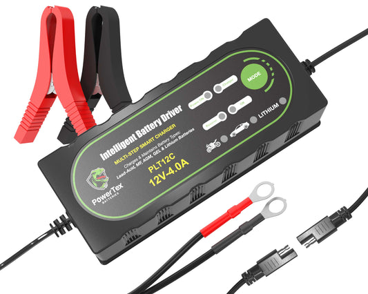 PowerTex Batteries 12V 4A LiFePO4 Battery Charger & Tender