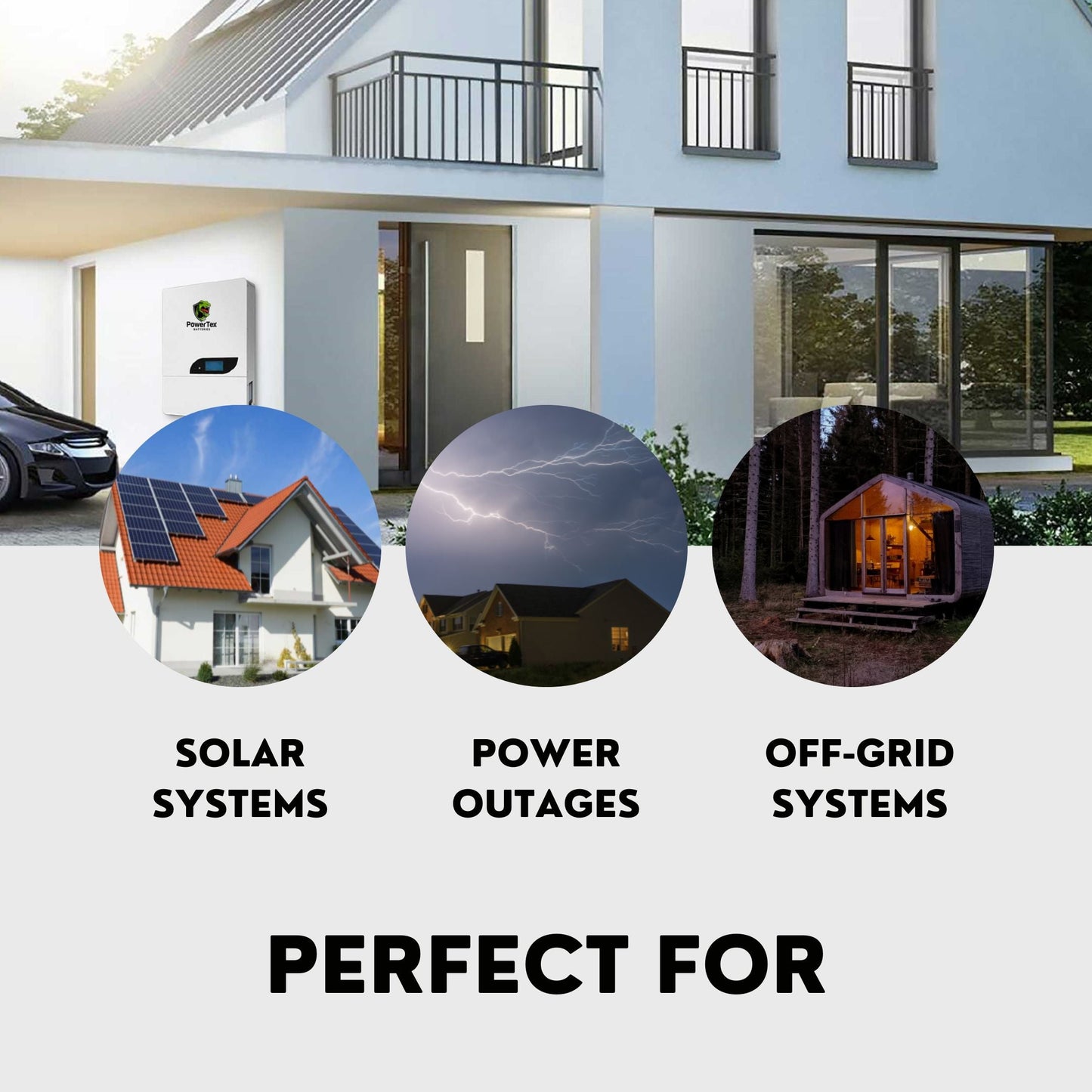 Powertex Batteries 51.2V 100Ah 5.12KWh Lithium LiFePO4 Wall Mounted Residential Energy Storage Battery - PT51100