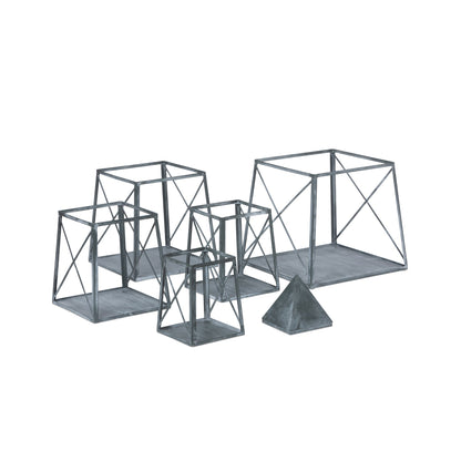 Park Hill Collection Stackable Galvanized Obelisk - Versatile Display Shelf with Five Tiers and Artisan Hand-Finished Design - EGG30252