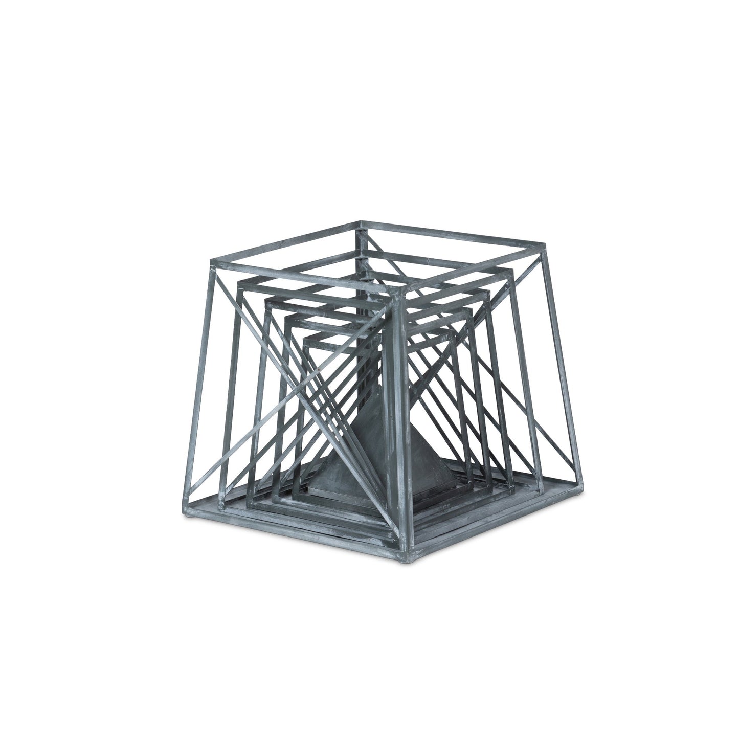 Park Hill Collection Stackable Galvanized Obelisk - Versatile Display Shelf with Five Tiers and Artisan Hand-Finished Design - EGG30252