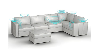 Lovesac – 6 Seats + 8 Sides Luxe Chenille & Standard Foam with 6 Speaker Immersive Sound + Charge System – Tonal Sterling - BB6484342
