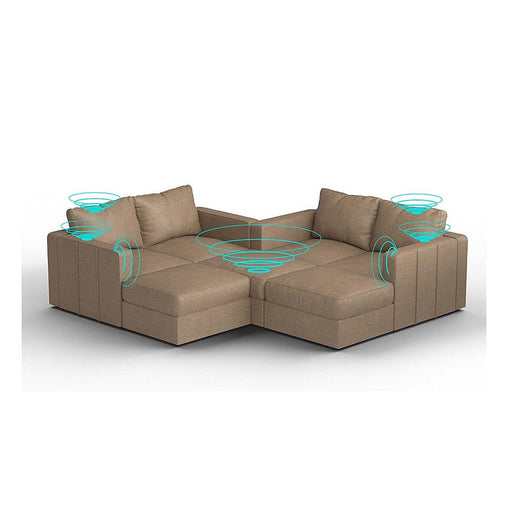 Lovesac – 7 Seats + 8 Sides Combed Chenille & Lovesoft with 6 Speaker Immersive Sound + Charge System – Taupe - BB6484321