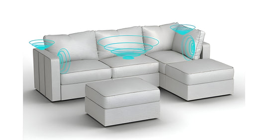 Lovesac – 5 Seats + 5 Sides Luxe Chenille & Lovesoft with 6 Speaker Immersive Sound + Charge System – Tonal Sterling - BB6484267