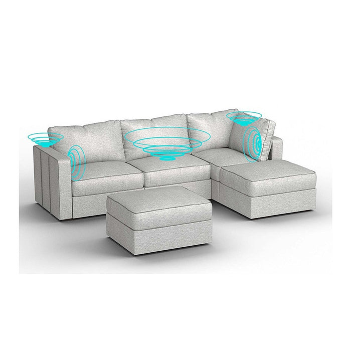 Lovesac – 5 Seats + 5 Sides Luxe Chenille & Lovesoft with 6 Speaker Immersive Sound + Charge System – Tonal Sterling - BB6484267