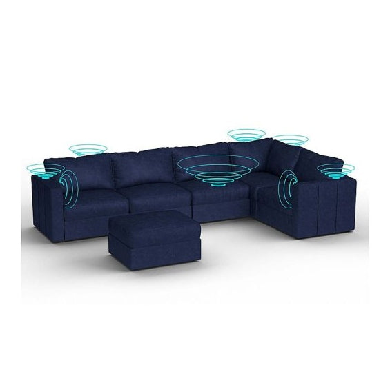 Lovesac – 6 Seats + 8 Sides Corded Velvet & Standard Foam with 6 Speaker Immersive Sound + Charge System – Sapphire Navy - BB6483900