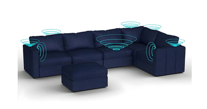 Lovesac – 6 Seats + 8 Sides Corded Velvet & Standard Foam with 6 Speaker Immersive Sound + Charge System – Sapphire Navy - BB6483882